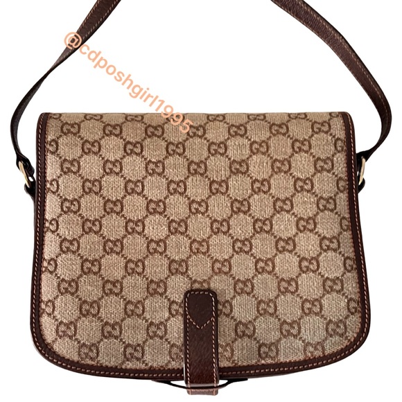 Vintage 1970s Gucci Ophidia Canvas monogram leather Flap accordion shoulder bag - Picture 3 of 16